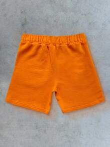 Manfinity Dauomo Quần short cạp rút in khẩu hiệu thường ngày mùa hè cho nam - trái cam - Xem 2