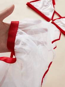 Fantasy Costume 大码女式蝴蝶结心形印花吊带性感服装 - 彩色 - 查看 7