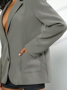 Hauture Women's Solid Color Minimalist Daily Blazer - Grey - View 3