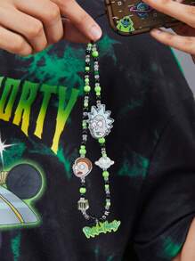 Rick and Morty X SHEIN Cool Handmade Beaded Green Cartoon Mobile Phone Chain Mobile Phone Lanyard,Fits All Phone Cases - Multicolor - View 2