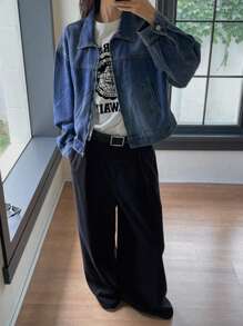 DAZY Women Casual Denim Jacket, Spring Autumn - Medium Wash - View 6