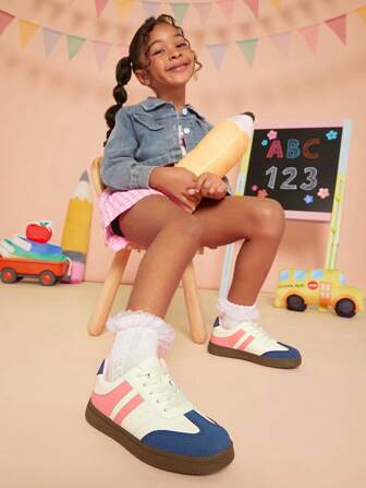 Mini mi 2024 Bestseller Kids Coral Navy Stripes OG Sneakers - Perfect Revival, Lightweight Comfort, Retro