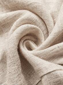 SHEIN Frenchy 极简主义杏色亚麻大码西装套装，包括西装外套和裤子，适合办公室和通勤 - 杏色 - 查看 7