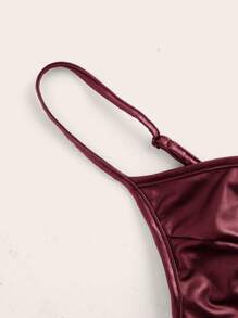 SHEIN EZwear Simple Solid Color Spaghetti Strap Casual Tank Top - Burgundy - View 4