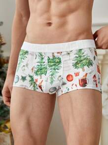 4pcs/Pack Men's Printed Boxer Briefs