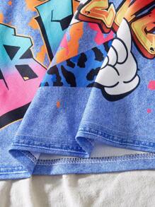 Meninas (grande) 2024 novo streetwear legal menina carta & graffiti impressão denim pinafore vestido