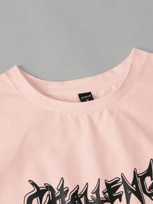 NEON BLANC 男士休闲标语图案蝙蝠袖 T 恤，夏季 - 粉色 - 查看 3