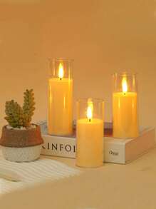 1pc/3pcs Mini Cute LED Water Drop Flicker Flameless Candle Lamp, Battery Powered Candle Decoration Light Suitable For Daily Holidays Ramadan Eid Al-Fitr Valentine's Day Halloween Christmas Thanksgiving Friends Party Family Dinner Birthday Party Proposal Special Decor Lamp, Cream White Suitable For Home Decor Living Room Study Kitchen Bathroom Bedroom Office Graduation Restaurant Bar Cafe Hotel Table Full Of Romantic Atmosphere