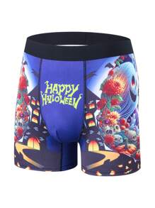 Quần lót Boxer 3 cái/bộ in chữ thời trang Halloween cho nam dáng ôm thoải mái - Nhiều màu - Xem 4