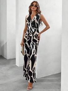 Chiquease Bộ đồ thường ngày in họa tiết toàn thân và quần cài nút phía trước dành cho nữ - Nhiều màu - Xem 3