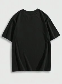 ROMWE MEN Goth Camiseta con gráfico de letras Y2K para hombres, escolar - Negro - Ver 2