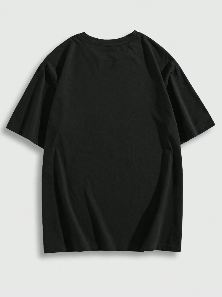 ROMWE MEN Goth Camiseta con gráfico de letras Y2K para hombres, escolar - Negro - Añade 2