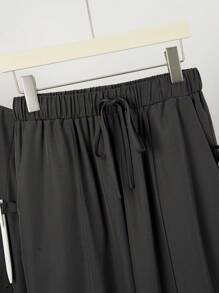 TaskEZ Solid V-Neck Pocket Tee And Tie-Waist Pants Uniform Scrub Set - Grey - View 8