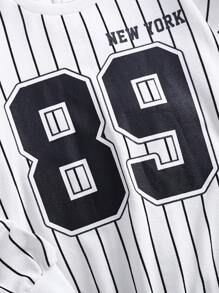 Tween Girls Fashionable Street Style Knitted Striped Crew Neck Pullover Sweatshirt,In Fall/Winter - White - View 3