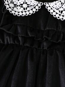 Baby Girl Color Block Lace Patchwork Casual Dress, Spring & Autumn - Black - View 4