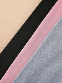 SHEIN Bộ 3 quần legging thêu cho bé gái, màu hồng/đen/xám, họa tiết thỏ, mèo, chó dễ thương, lót nhiệt mềm mại, trang phục thường ngày, xuân/thu/đông - Nhiều màu - Xem 4