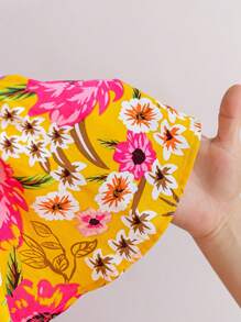 Soleia 大码度假女士休闲白色蕾丝拼接蝴蝶结装饰腰带复古风格背心 - 彩色 - 查看 3