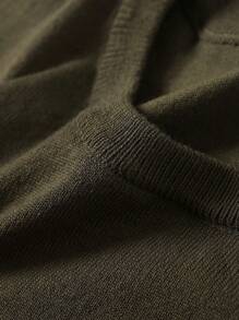 Manfinity Homme Men's Spring & Autumn Casual Color Blocking Short Sleeve Knit Top - Dark Green - View 5