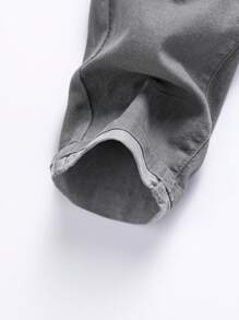 SHEIN Explorewe Tween Boys' Casual Street Fashion Distressed Ripped Light Gray Stretch Jeans, School, Campus, College Summer Holiday - Light Grey - View 3