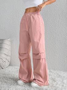 StreetHx Women's Solid Color Casual Long Pants - Pink - View 6