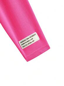 SHEIN Babygirl 可爱针织字母图案长袖上衣和松紧腰裤套装 - 西瓜粉 - 查看 9