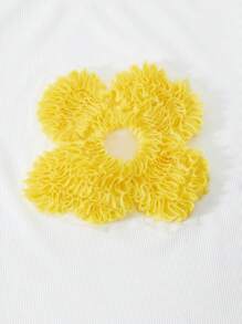 Teen Girl White Floral Applique Round Neck Short Sleeve T-Shirt Denim Skirt Two Pieces Set - Multicolor - View 7