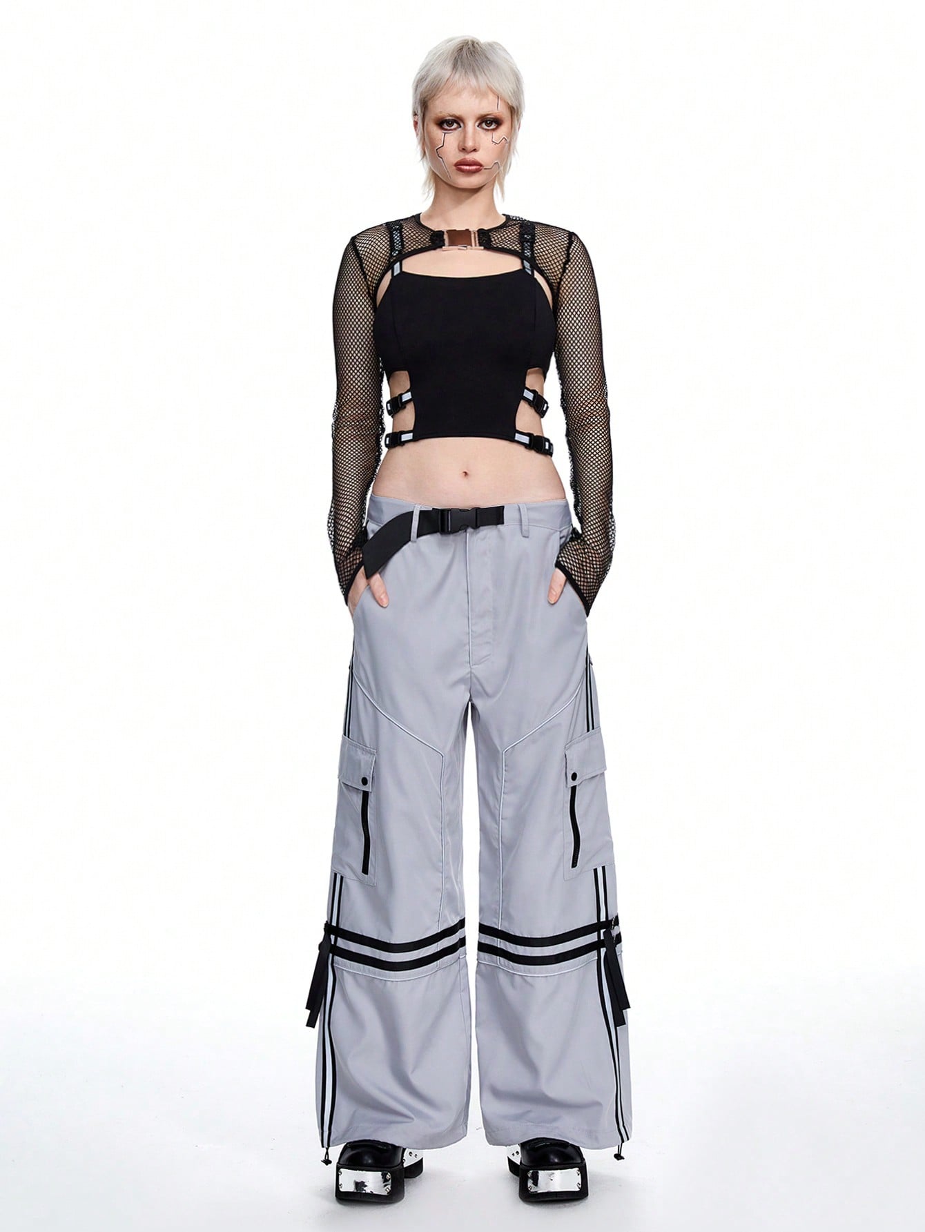 Our Grunge Punk Cyberpunk Style Loose Fit Adjustable Hem Cargo