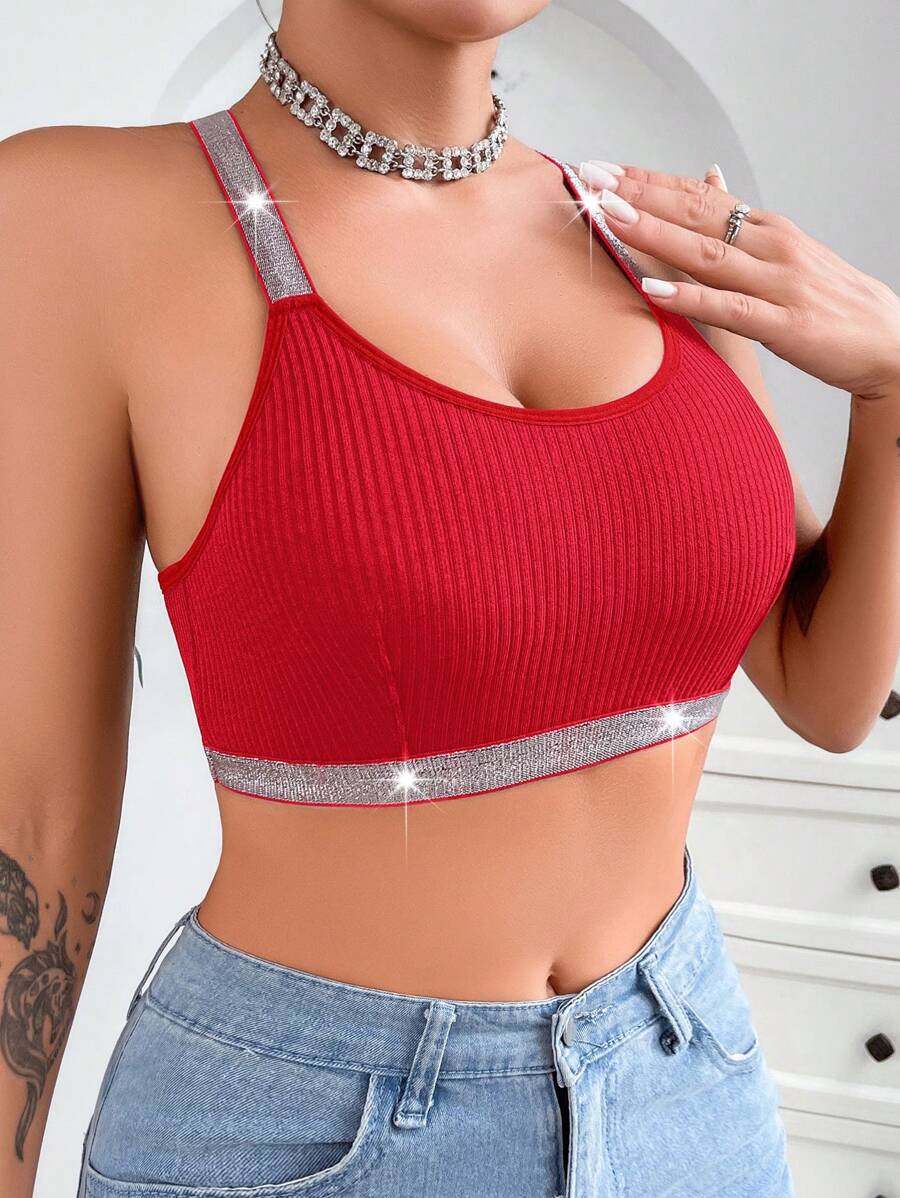 女士舒适银丝胸罩 - 紅色 - 查看 1