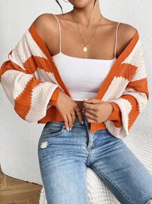 Chiquease 休闲拼色宽松落肩开衫，春秋 - 彩色 - 查看 5