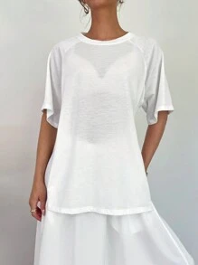 SHEIN Essnce 2024 Spring Summer New Arrival Chiffon 2 In 1 Long Dress For Women - White - View 3