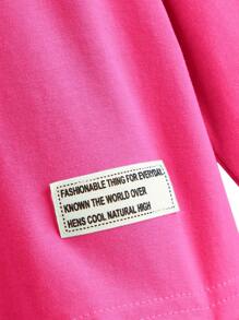 SHEIN Babygirl 可爱针织字母图案长袖上衣和松紧腰裤套装 - 西瓜粉 - 查看 12