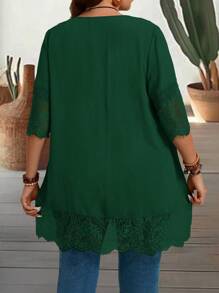 EMERY ROSE Cárdigan de diseño de encaje simple de moda de verano para mujer talla grande del campo