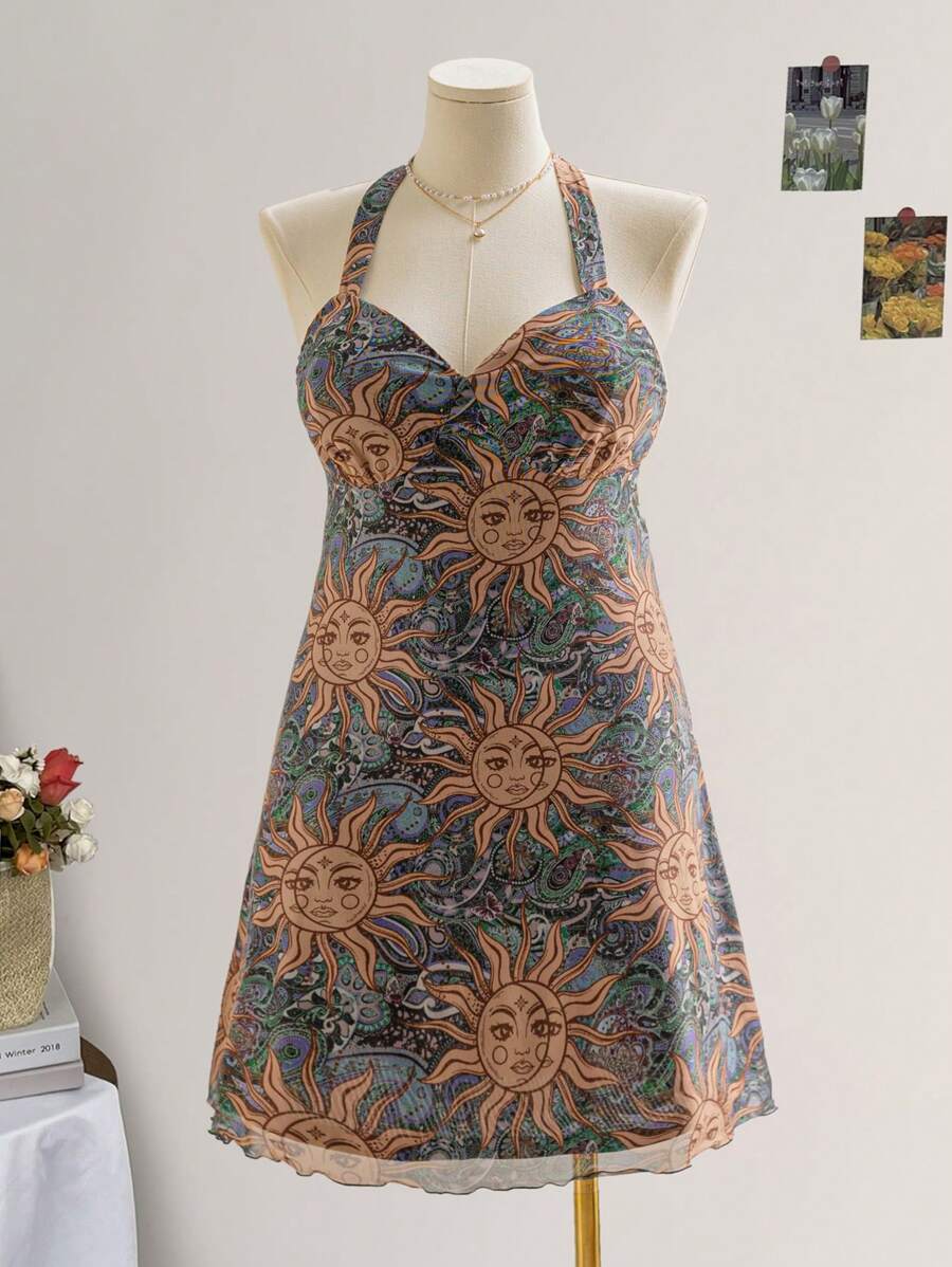 Soleia Plus Size Nữ Thường Ngày Đầy Sao In Hình Mặt Trăng Không Tay Ôm Body Mini Dành Cho Dự Tiệc, Ngày Lễ, Lễ Tốt Nghiệp, lễ Phục Sinh, Lễ Hội Âm Nhạc - Nhiều màu - Xem 1