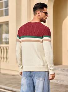 Manfinity VCAY Men's Fitted Knit Casual Crew Neck Sweater, Suitable For Christmas - Multicolor - View 2