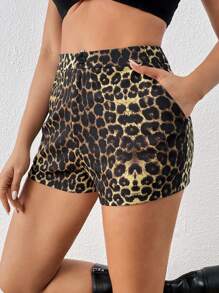 SHEIN Privé Women Leopard Print Casual Shorts - Multicolor - View 2