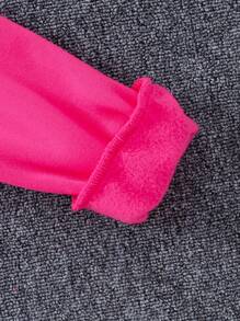 SHEIN 2 件套 Tween Girl 花卉印花连帽衫和运动裤套装 - 玫紅色 - 查看 5