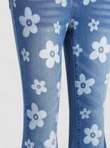 Quần Jeans Ống Loe Co Giãn In Hoa Dễ Thương Cho Bé Gái Tuổi Teen - Rửa trung bình - Xem 6