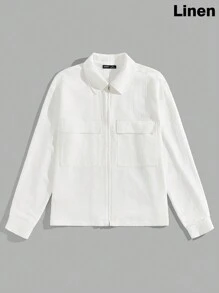 Manfinity VCAY 男士梭织修身插肩长袖白色夹克，适合秋季