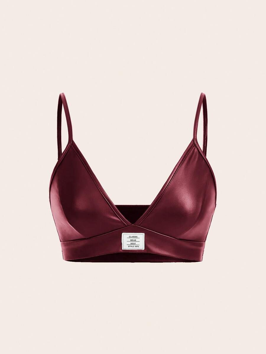 SHEIN EZwear Simple Solid Color Spaghetti Strap Casual Tank Top - Burgundy - View 1