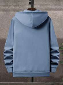 RueChic Sudadera con capucha de algodón de un solo color para hombre con bolsillo, sudadera con cremallera de manga larga