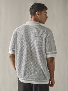 Manfinity VCAY Gilet décontracté et ample à manches courtes en tricot à col ouvert pour hommes