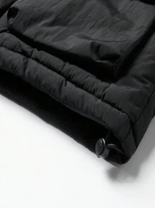 Manfinity EZcore Men's Plain Zip Up Casual Loose Fit Padded Coat With Pockets, Long Sleeve - Black - View 3