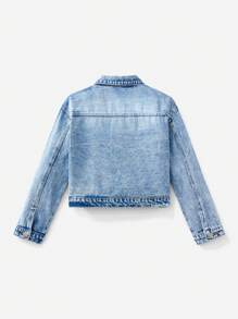 Tween Girls Fashion Distressed Denim Jacket, Casual All-Match Versatile Jean Coat, School, Campus, College