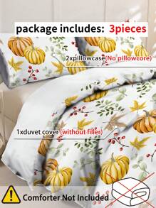 3pcs/Set Halloween Cute Ghost Pumpkin Digital Print Duvet Cover Set(1 Duvet Cover & 2 Pillowcase)Soft And Skin-Friendly Duvet Cover Bedding Set For Home, All Season Bed Sheets Set Halloween Gift - Multicolor - View 5