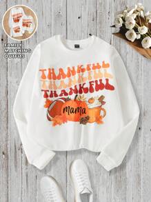 Women's Casual Pullover Sweatshirt, Long Sleeve, Warm Thermal Lined, Christmas White Outdoor Holiday Party Family Matching Tops Fall - White - View 1