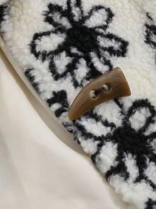 DAZY Women's Pattern Crew Neck Faux Thermal Lined Thicken Regular Jacket, Winter, Fall Women Clothes, Thermal Lined Women Coats - White - View 5