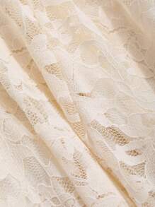 Vestido de encaje con cuello en V y envolvente para mujer, vestido de fiesta de cumpleaños, con volantes, vestido largo de manga larga elegante para mujer - Blanco - Ver 9