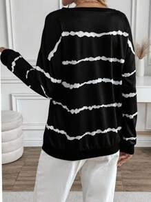 SHEIN LUNE Women's Adjustable Zip-Up Colorblock Sweatshirt For Spring And Summer Fall Sweatshirt - Black - View 2