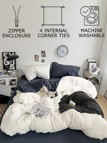 2/3 Piece Soft Ivory Duvet Cover Set - Premium Luxury Bedding Set, Includes 1 Duvet Cover And 1/2 Pillow Shams - Affordable, High Quality, Available In Twin, Full, Queen, King, Also Suitable For School Use - Beige - View 5