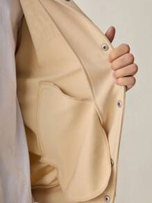 Manfinity VCAY Men's Fashionable Casual Patchwork Zip Up Long Sleeve Jacket, For Fall Winter - Khaki - View 7